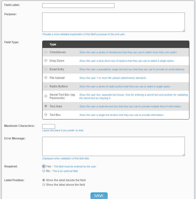 Form Builder Screen Shot - REM Web Solutions